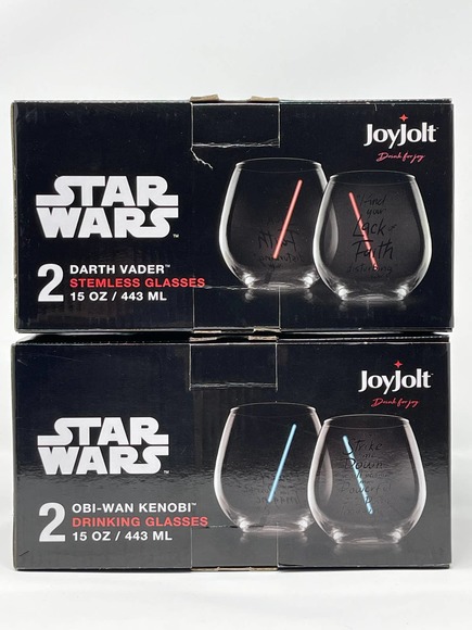 Disney Star Wars Obi-Wan Kenobi and Darth Vader Stemless Wine glasses Set of 4 - Picture 5 of 6